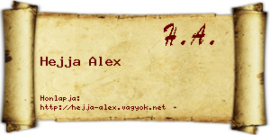 Hejja Alex névjegykártya